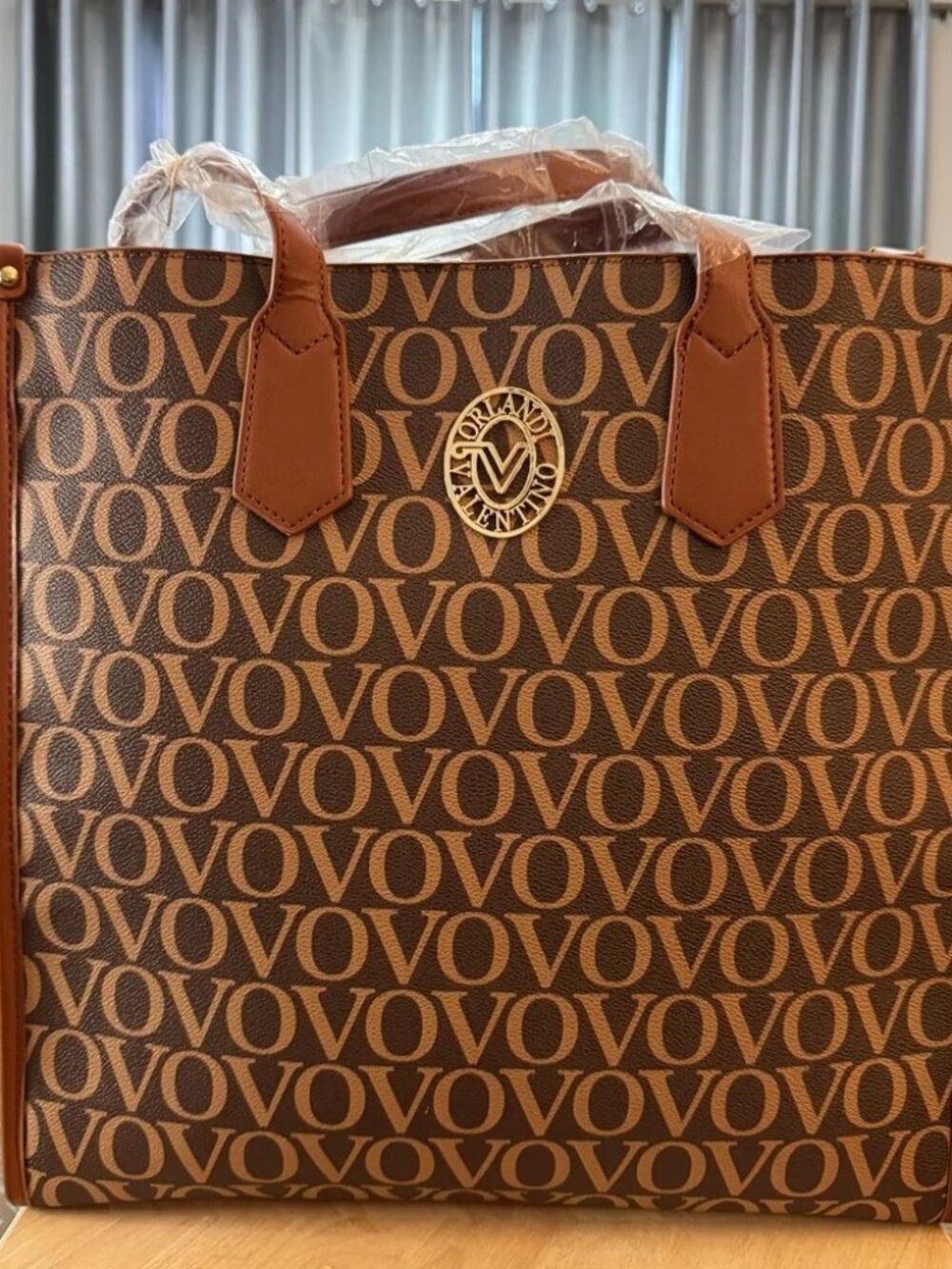 Valentino Orlandi XL Brown Monogram Canvas Messenger Tote MSRP - $299